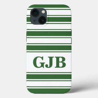 Grüner Horizontalstreifen mit Monogramm iPhone Hülle