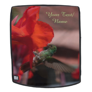 Grüner Hummingvogel auf Blume Kust. Backpack Rucksack