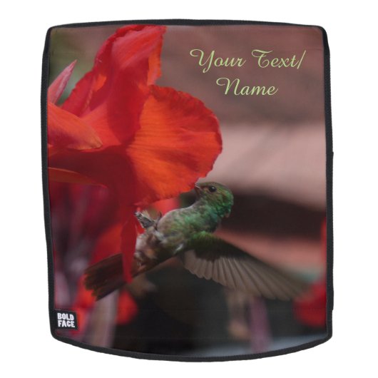 Grüner Hummingvogel auf Blume Kust. Backpack Rucksack (Abnehmbare Front)