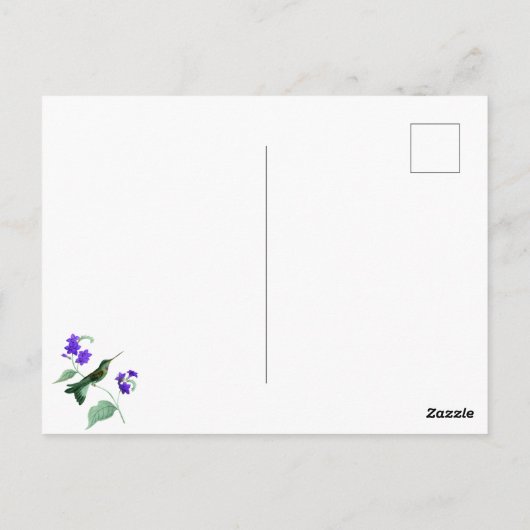 Grüner Hummingvogel mit Blume, Spitzen, Perlen Postkarte (Rückseite)