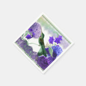 Grüner Hummingvogel mit Blume, Spitzen, Perlen Serviette (Ecke)