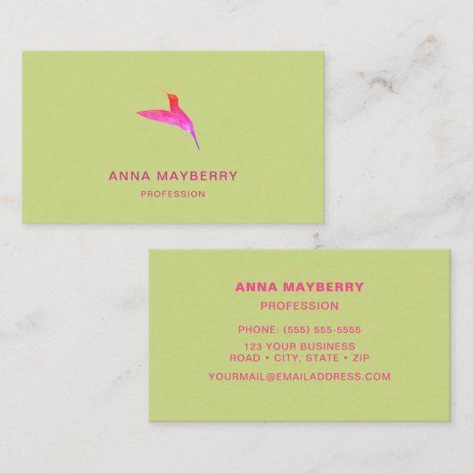 Grüner Hummingvogel Visitenkarte (Vorne/Hinten)