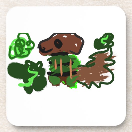 grüner Hund Getränkeuntersetzer (Vorderseite)