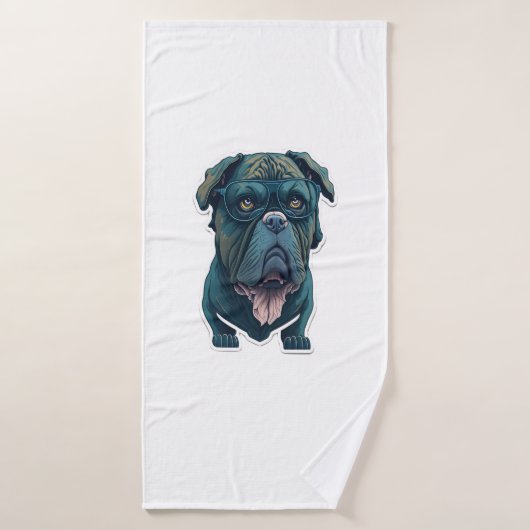 Grüner Hund mit Brille Badehandtuch (Badehandtuch)