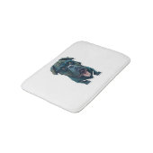 Grüner Hund mit Brille Badematte (Schrägansicht)