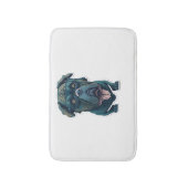 Grüner Hund mit Brille Badematte (Vorderseite Vertikal)