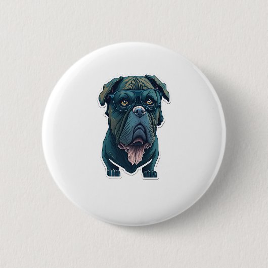 Grüner Hund mit Brille Button (Vorderseite)