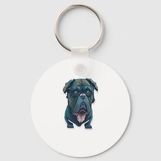 Grüner Hund mit Brille Schlüsselanhänger (Vorderseite)