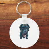 Grüner Hund mit Brille Schlüsselanhänger (Vorderseite)
