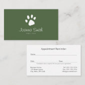Grüner Hund Walking Haustier Sitzen Vet Ernennung Terminkarte (Vorne/Hinten)