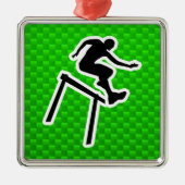 Grüner Hürdenspringer Silbernes Ornament (Vorne)
