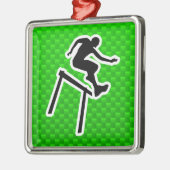 Grüner Hürdenspringer Silbernes Ornament (Links)