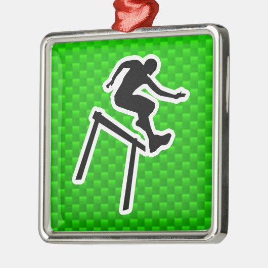 Grüner Hürdenspringer Silbernes Ornament (Links)