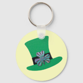 Grüner Hut und Silberklee für St. Patrick's Day Schlüsselanhänger