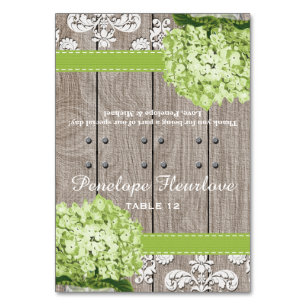 Grüner Hydrangea-Band-DIY-Zelt-Platzkarte Tischnummer