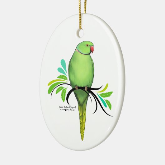 Grüner Inder Ringneck Papagei Keramik Ornament (Links)
