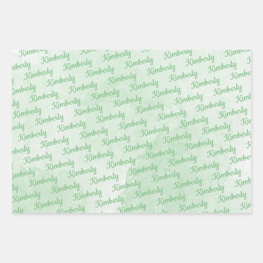 Grüner Individuelle Name Personalisiert Geschenkpapier Set (Vorderseite 2)