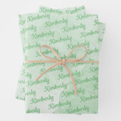 Grüner Individuelle Name Personalisiert Geschenkpapier Set (Beispiel)