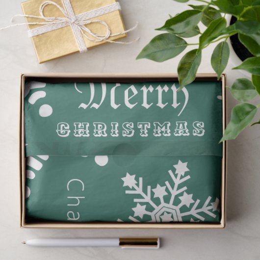 Grüner Individuelle Name Weihnachtsschnee Seidenpapier (Geschenk)