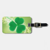 Grüner irischer Klee elegante Bokeh Glitzern Gepäckanhänger (Vorderseite horizontal)