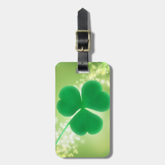 Grüner irischer Klee elegante Bokeh Glitzern Gepäckanhänger