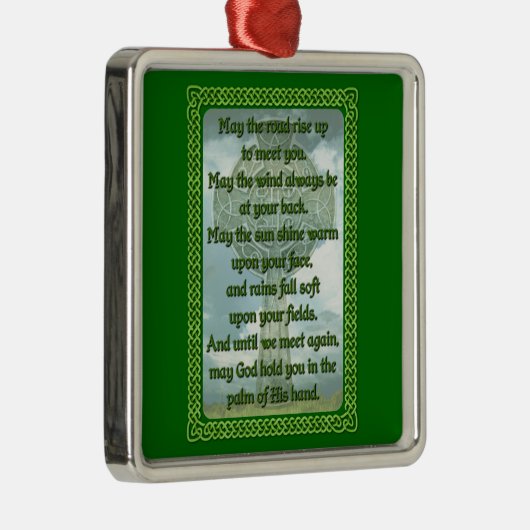 Grüner irischer Segen Silbernes Ornament (Rechts)