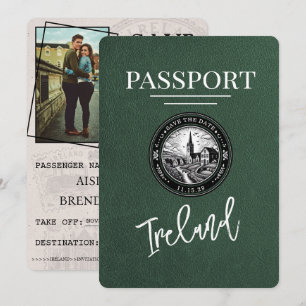 Grüner Irland-Passport Save The Date