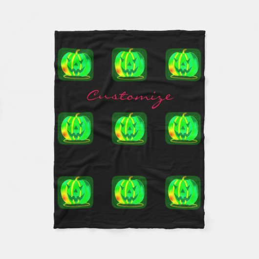 Grüner Jack o'lantern Halloween Thunder_Cove Fleecedecke (Vorderseite)