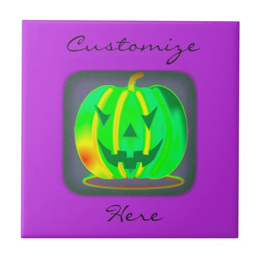 Grüner Jack o'lantern Halloween Thunder_Cove Fliese (Vorderseite)