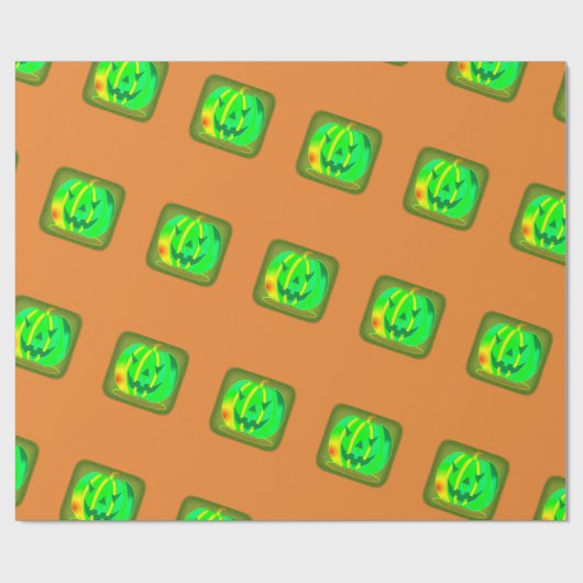 Grüner Jack o'lantern Halloween Thunder_Cove Geschenkpapier (Flach)