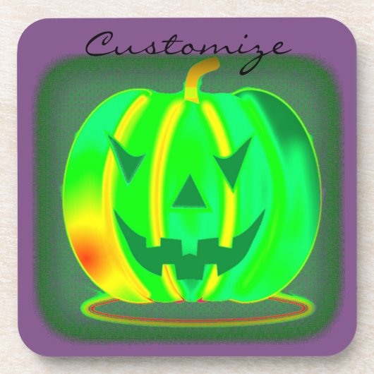 Grüner Jack o'lantern Halloween Thunder_Cove Getränkeuntersetzer (Vorderseite)