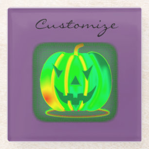 Grüner Jack o'lantern Halloween Thunder_Cove Glasuntersetzer
