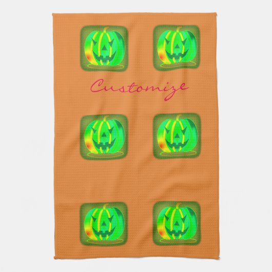 Grüner Jack o'lantern Halloween Thunder_Cove Küchentuch (Vertikal)
