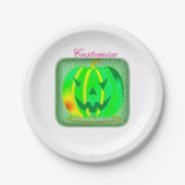 Grüner Jack o'lantern Halloween Thunder_Cove Pappteller (Vorderseite)