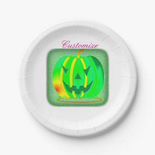 Grüner Jack o'lantern Halloween Thunder_Cove Pappteller (Vorderseite)