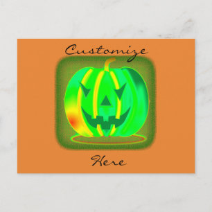 Grüner Jack o'lantern Halloween Thunder_Cove Postkarte