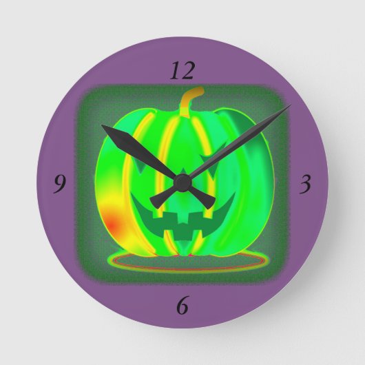 Grüner Jack o'lantern Halloween Thunder_Cove Runde Wanduhr (Vorderseite)