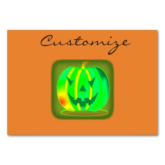 Grüner Jack o'lantern Halloween Thunder_Cove Tischnummer (Vorderseite)