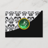 GRÜNER JADE DAMAST MONOGRAMM VISITENKARTE (Rückseite)