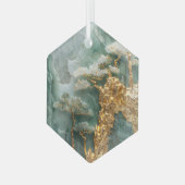 grüner Jade und Golddorf Ornament Aus Glas (Vorderseite Links)