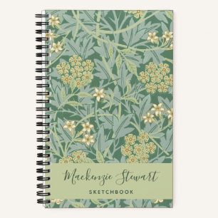 Grüner Jasmin-Blumenmuster-Skizzenbuch Notizblock