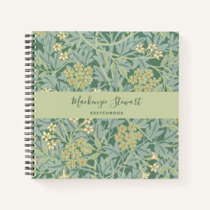 Grüner Jasmin-Blumenmuster-Skizzenbuch Notizblock