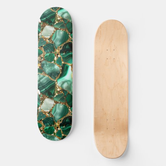 Grüner Jasper mit Goldverschluss Skateboard (Vorderseite)