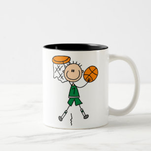 Grüner Junge Basketballspieler T-Shirts und Gesche Zweifarbige Tasse