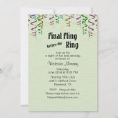 Grüner Junggeselinnen-Abschied Einladung mit UAWG  (Rückseite)