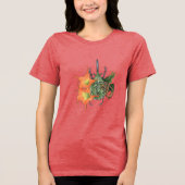 Grüner Käfer mit orangefarbenen Blume Tri-Blend Shirt (Vorderseite)