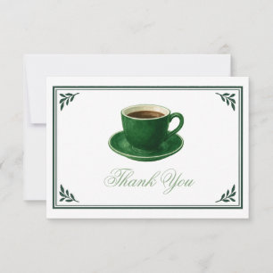 Grüner Kaffeebecher-Baby Shower Elegantes Dankesch Dankeskarte