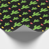 grüner Kakteen auf schwarzem Hintergrund Geschenkpapier (Ecke)