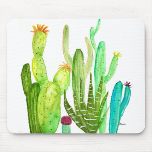 Grüner Kakteen Kakti Sukkulente Wüste Aquarell Mousepad