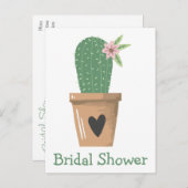 Grüner Kakteen Südwest Brautparty Sukkulent Einladungspostkarte (Vorne/Hinten)